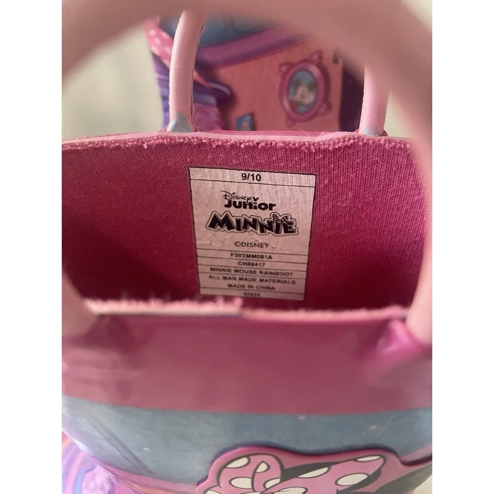Girls Disney Junior Minnie Rubber Rain Boots-Size 9/10 Kids-Super‎ Cute